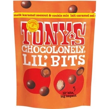 Tony's Chocolonely Lil'Bits karamelové kuličky s mořskou solí a sušenkami v čokoládě 120 g