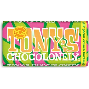 Tony’s Chocolonely mléčná čokoláda, sušenky, pekanové ořechy a karamel, 180 g