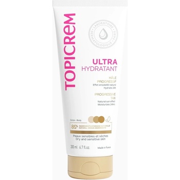 Topicrem UH BODY Ultra-Moisturizing Progressive Tan hydratační samoopalovací mléko pro suchou a citlivou pokožku 200 ml