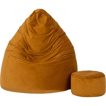 TopKing Sedací vak míč XXXXL 125 cm + podnožník XL 35 cm VELUR Hnědá