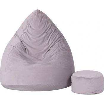 TopKing Sedací vak míč XXXXL 125 cm + podnožník XL 35 cm VELUR Šedá