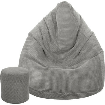 TopKing Sedací vak XXXXL 125 cm + podnožník XL 35 cm PLYŠ Šedá