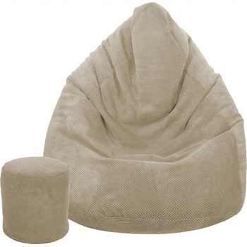 TopKing Sedací vak XXXXL 125 cm + podnožník XL 35 cm PLYŠ Světle hnědá