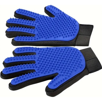 True Touch vyčesávací rukavice na srst pro psy a kočky 1 ks modrá / černá, varianta pro praváky