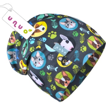 Unuo chlapecká čepice Kočka a pes barevná