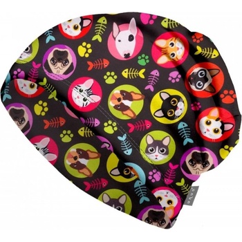 Unuo dětská čepice fleecová nespadená Kočka pes holka