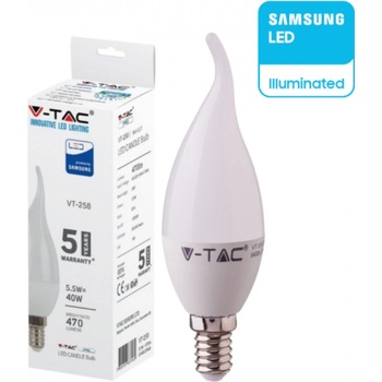 V-TAC PRO SAMSUNG LED žárovka E14 C37 5,5W teplá bílá
