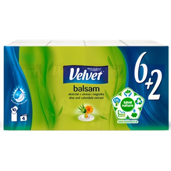 Velvet Balsam papírové kapesníčky 4-vrstvé 8 x 9 ks