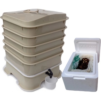 Vermikompostér VermiHut Plus 5 patrový béžový