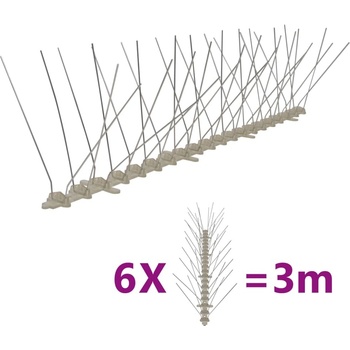 VidaXL 4řadové plastové hroty proti ptákům a holubům sada 6 ks 3 m 11461.170233