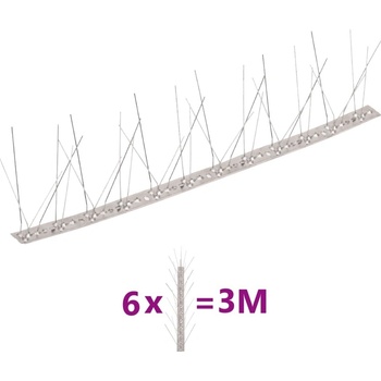 VidaXL 5řadové nerezové hroty proti ptákům a holubům sada 6 ks 3 m 11461.170236