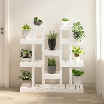 vidaXL Stojan na rostliny bílý 104,5 x 25 x 109,5 cm masivní borové dřevo 11461.822093