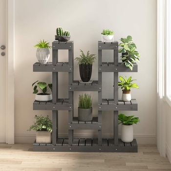 vidaXL Stojan na rostliny šedý 104,5 x 25 x 109,5 cm masivní borové dřevo 11461.822094