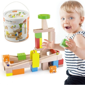 VIGA Dřevěná kuličková dráha 49ks