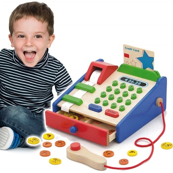 VIGA Pokladna dřevěná se skenerem 18 x 18 x 9 cm