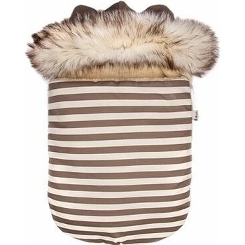 Vlnka s ovčí vlnou a kožešinou pruhy hnědý