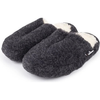 Vlnka TV papuče z ovčí vlny pantofle bačkory černá