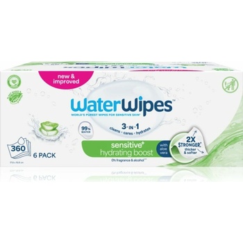 WATERWIPES Ubrousky vlhčené Hydrating clean bez obsahu plastů 6 x 60 ks