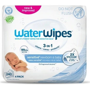 WATERWIPES Vlhčené ubrousky bez obsahu plastů 4 x 60 ks