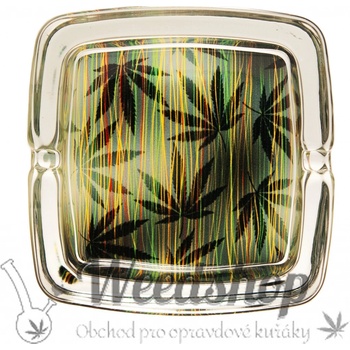 WeedShop Skleněný hranatý popelník Child Leaves Child Leaves 1