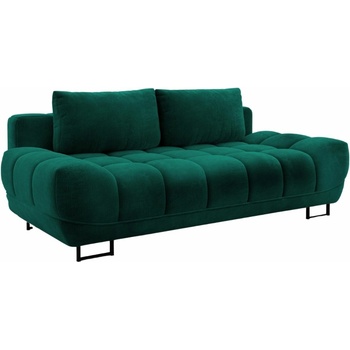 Windsor & Co Lahvově zelená sametová rozkládací pohovka Cirrus 215 cm