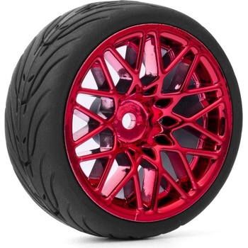Yeah Racing Spec T LS Wheel Offset 3 Red w/Tire 4 ks pro 1/10 Silniční
