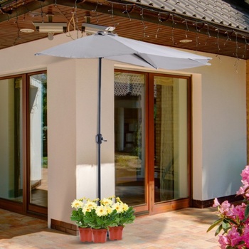 Zahradní půlkruhový slunečník s klikou GOLETO GL2400 šedý