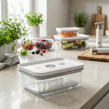 Zwilling Vakuovací dóza šedé víko Fresh & Save skleněná 0,9 l