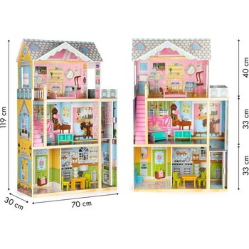 EcoToys Velký domeček pro panenky s výtahem a nábytkem