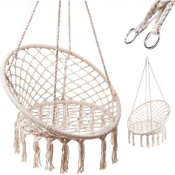 KIK KX7629 Závěsné křeslo s třásněmi 80 cm bílá