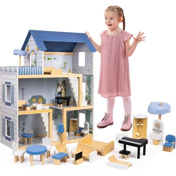 Mamido Domeček pro panenky s nábytkem a příslušenstvím LED Roxana