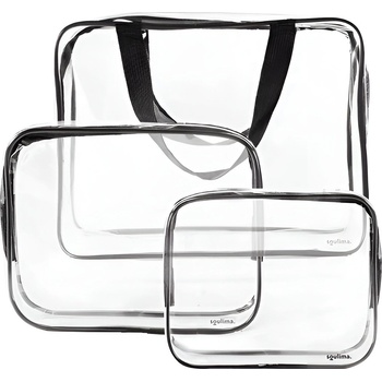 Pronett XJ4830 Sada cestovních kosmetických tašek, průhledné, 3 ks