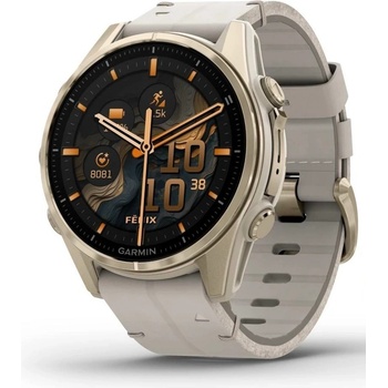 Garmin Fenix 8 AMOLED 43mm Sapphire Gold/Gray Leather Strap 010-02903-40