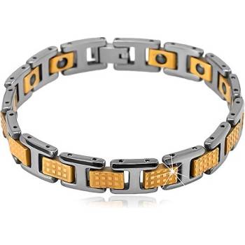 Šperky eshop dvoubarevný wolframový lesklé obdélníkové a H-články magnety AB28.30