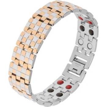 Šperky eshop lesklý z oceli zlatá a stříbrná vzor šachovnice magnety SP31.01