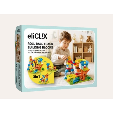 eliClix Kuličková dráha 3v1 Dinosaurus 56 ks