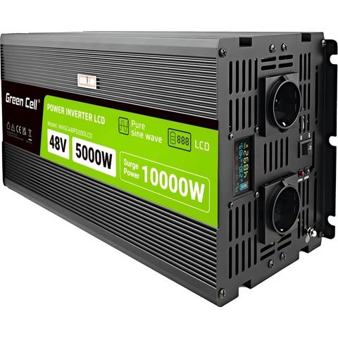 Green Cell PowerInverter LCD 48 V 5000W/10000W čistá sinusoida