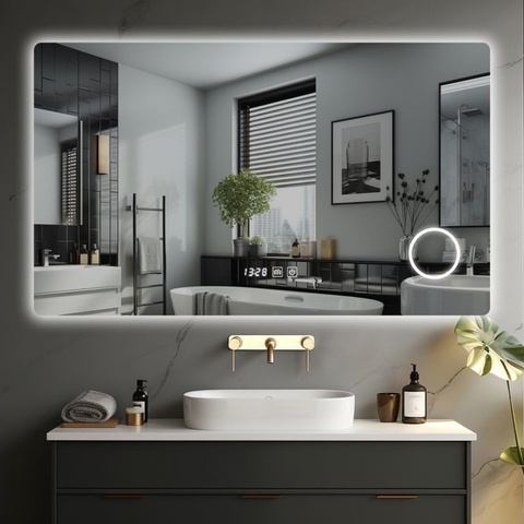 IREDA Koupelnové zrcadlo s LED osvětlením 80 x 60 cm 95784