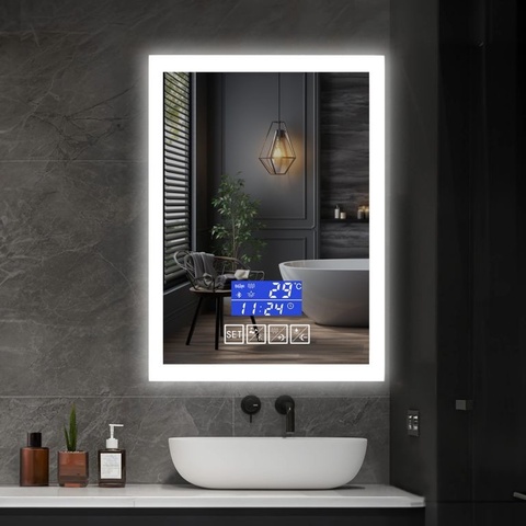 IREDA Koupelnové zrcadlo s LED osvětlením a reproduktorem 80 x 60 cm 95766