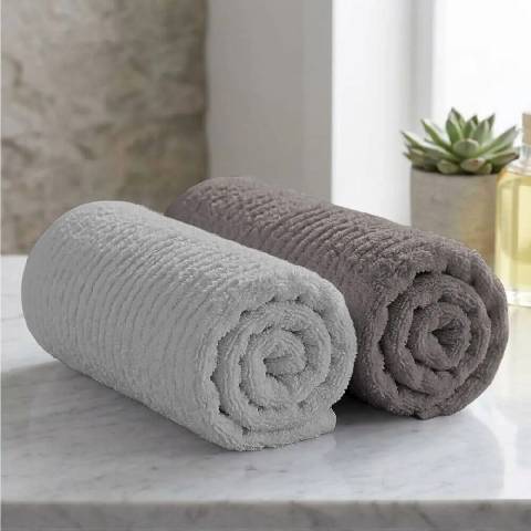 Knitva sada 2 ks ručníků 50 x 100 cm a 2 ks osušek 70 x 140 cm vlnky světle šedá a tmavě šedá