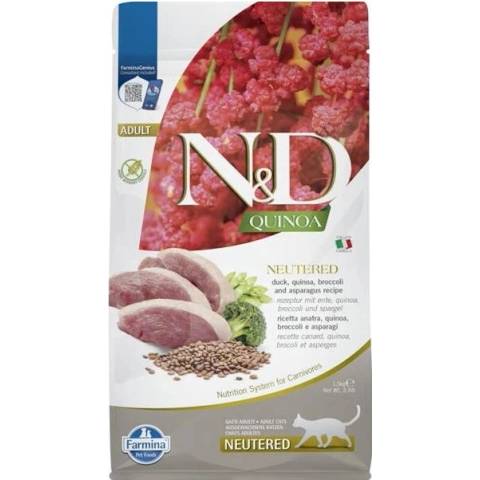 N&D GF Quinoa Cat Neutered Duck&Broccoli&Asparagus 5 kg