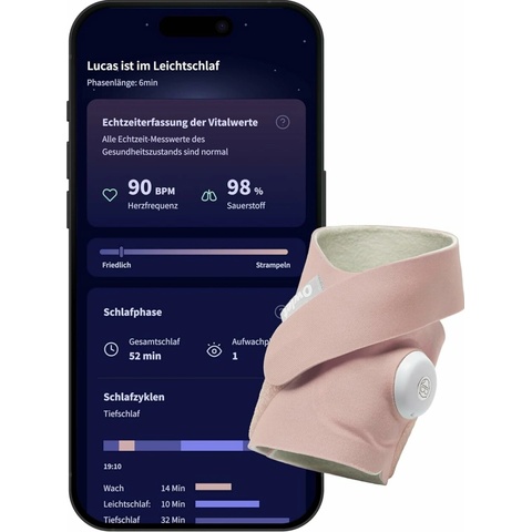 Owlet Dream Sock Pulzní Oxymetr a monitor zdraví dítěte růžový