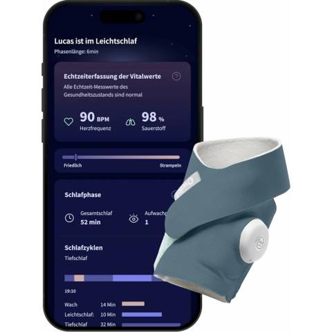 Owlet Dream Sock Pulzní Oxymetr monitor životních funkcí miminka modrý