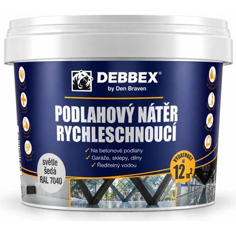 Podlahový nátěr Den Braven RYCHLESCHNOUCÍ, kbelík 4 kg, šedý