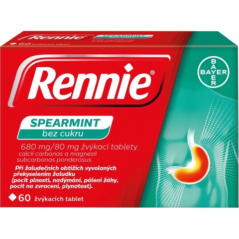 RENNIE SPEARMINT BEZ CUKRU POR 680MG/80MG TBL MND 60