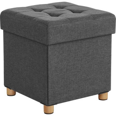SongmicsHome Oto taburet s úložným prostorem na nožičkách 38 x 38 x 40 cm antracitová