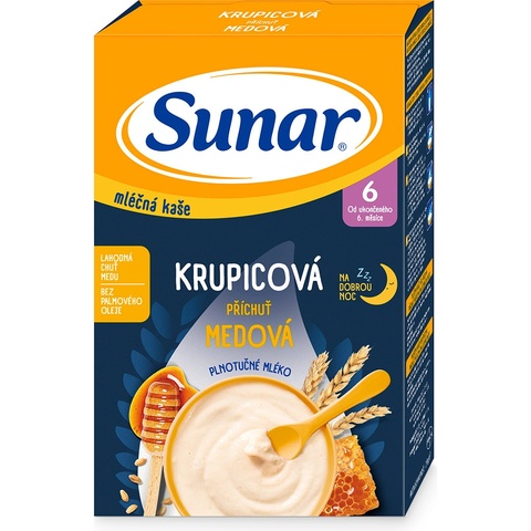 Sunar mléčná kaše Krupicová medová 210 g