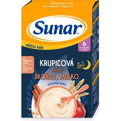 Sunar mléčná kaše Krupicová skořice jablko 210 g