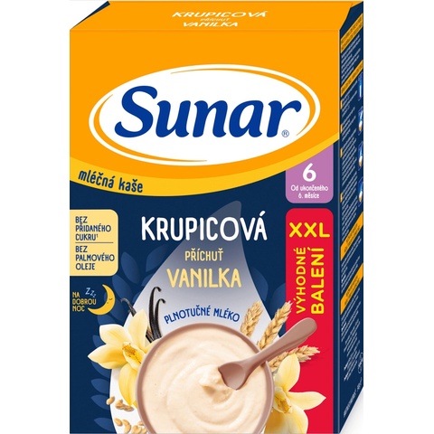Sunar mléčná kaše Krupicová vanilka 340 g