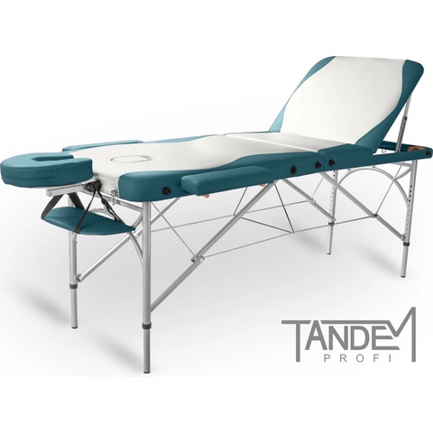 Tandem Skládací masážní lehátko Profi A3D Duo bílo-tyrkysová 195 x 70 cm 15,9 kg